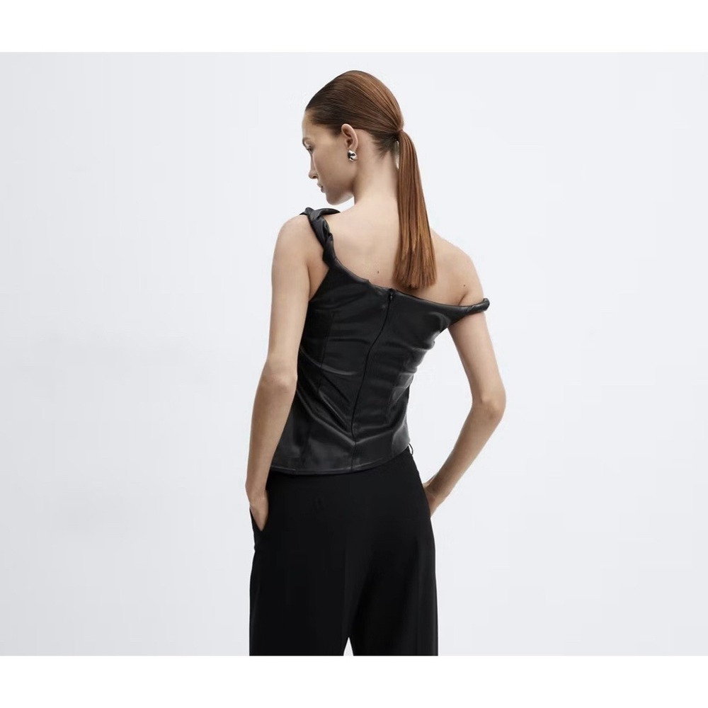 MANGO FAUX-LEATHER TOP Size M - Picture 2 of 10